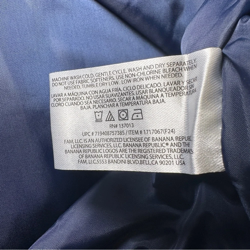 Banana Republic Mens Navy Blue Full Zip Bomber Jacket XL‎ Lightweight Lined